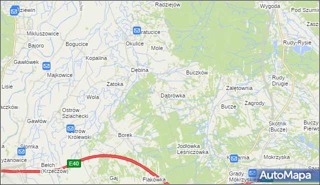 mapa Dąbrówka gmina Rzezawa, Dąbrówka gmina Rzezawa na mapie Targeo