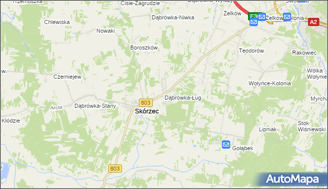 mapa Dąbrówka-Ług, Dąbrówka-Ług na mapie Targeo
