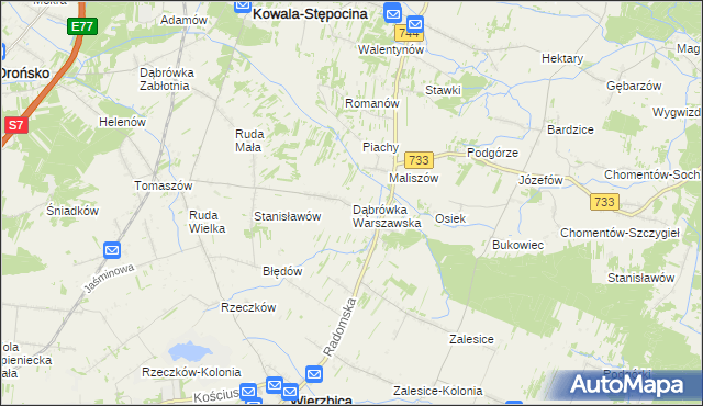 mapa Dąbrówka Warszawska, Dąbrówka Warszawska na mapie Targeo