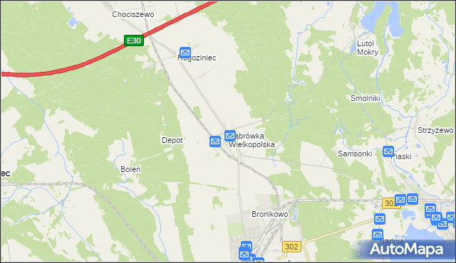 mapa Dąbrówka Wielkopolska, Dąbrówka Wielkopolska na mapie Targeo