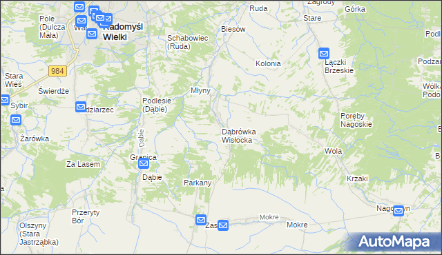 mapa Dąbrówka Wisłocka, Dąbrówka Wisłocka na mapie Targeo