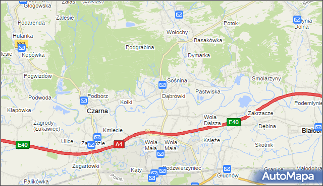 mapa Dąbrówki gmina Czarna, Dąbrówki gmina Czarna na mapie Targeo