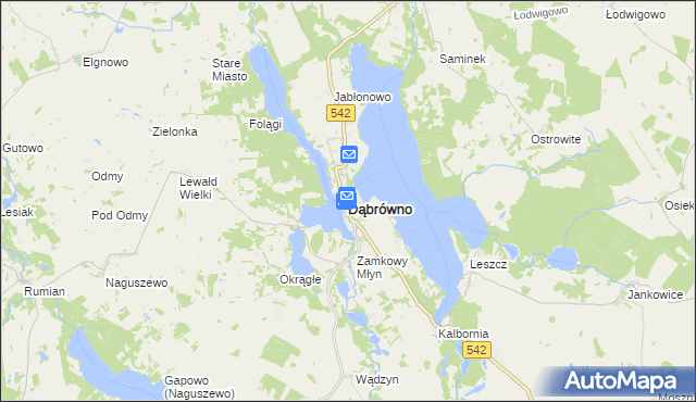 mapa Dąbrówno powiat ostródzki, Dąbrówno powiat ostródzki na mapie Targeo