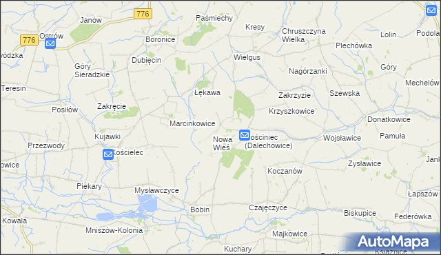 mapa Dalechowice, Dalechowice na mapie Targeo