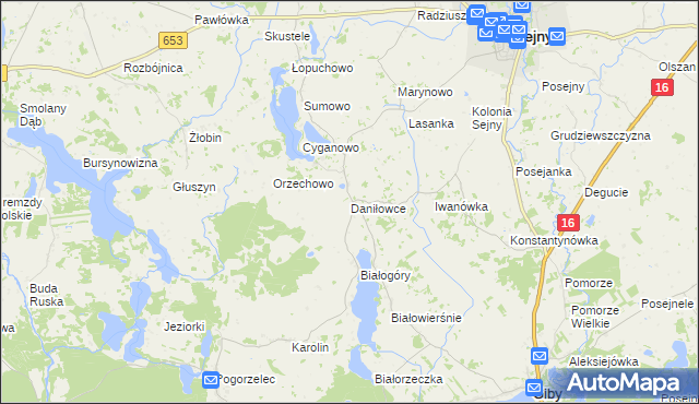 mapa Daniłowce, Daniłowce na mapie Targeo
