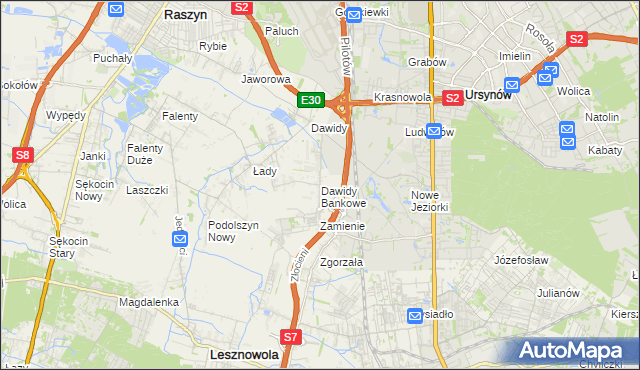 mapa Dawidy Bankowe, Dawidy Bankowe na mapie Targeo