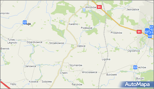 mapa Dębice gmina Malczyce, Dębice gmina Malczyce na mapie Targeo