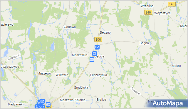 mapa Dębice gmina Maszewo, Dębice gmina Maszewo na mapie Targeo