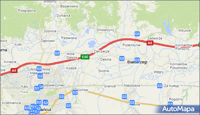 mapa Dębina gmina Białobrzegi, Dębina gmina Białobrzegi na mapie Targeo