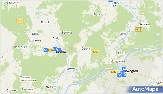 mapa Dębniki gmina Zbójna, Dębniki gmina Zbójna na mapie Targeo