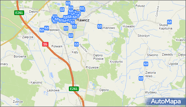 mapa Dębno Polskie, Dębno Polskie na mapie Targeo