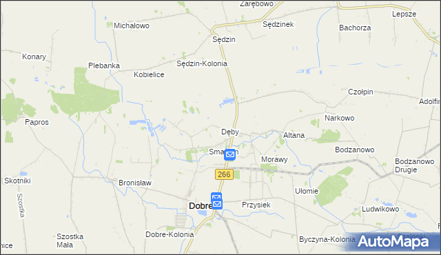 mapa Dęby gmina Dobre, Dęby gmina Dobre na mapie Targeo