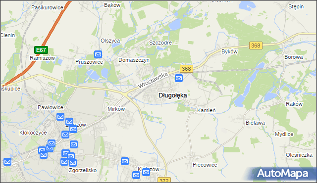 mapa Długołęka powiat wrocławski, Długołęka powiat wrocławski na mapie Targeo