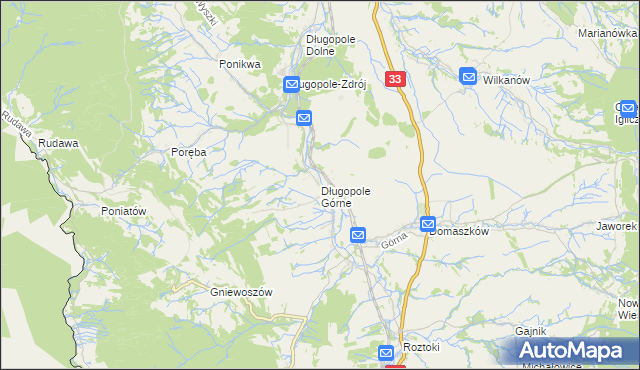 mapa Długopole Górne, Długopole Górne na mapie Targeo