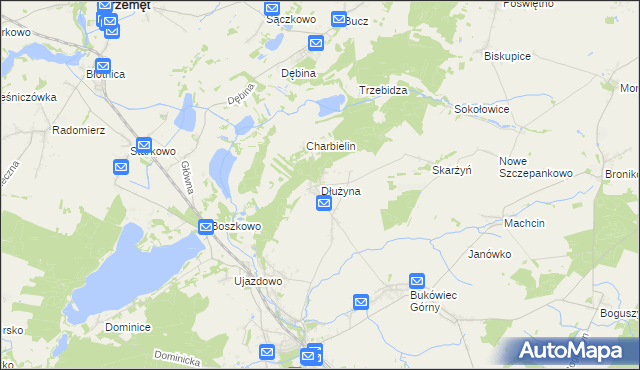 mapa Dłużyna gmina Włoszakowice, Dłużyna gmina Włoszakowice na mapie Targeo