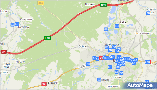 mapa Dobra gmina Bolesławiec, Dobra gmina Bolesławiec na mapie Targeo