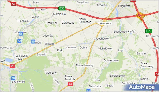 mapa Dobra gmina Stryków, Dobra gmina Stryków na mapie Targeo