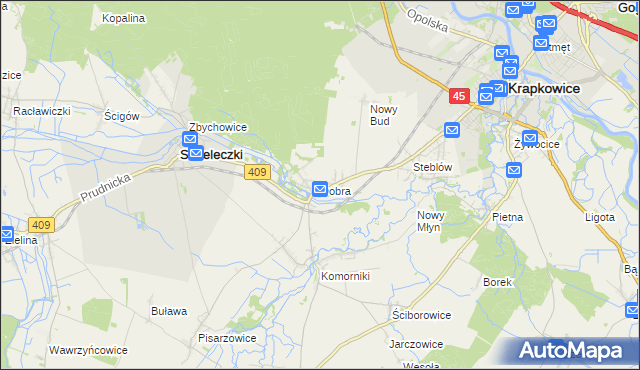 mapa Dobra gmina Strzeleczki, Dobra gmina Strzeleczki na mapie Targeo