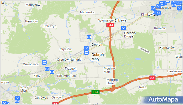 mapa Dobroń Mały, Dobroń Mały na mapie Targeo