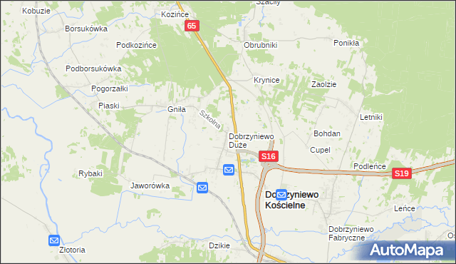mapa Dobrzyniewo Duże, Dobrzyniewo Duże na mapie Targeo