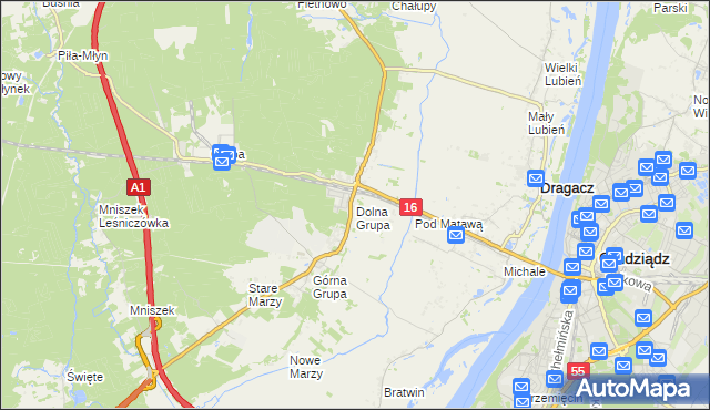 mapa Dolna Grupa, Dolna Grupa na mapie Targeo
