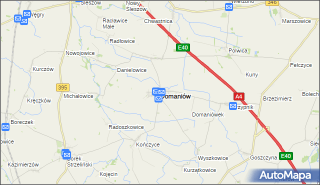 mapa Domaniów powiat oławski, Domaniów powiat oławski na mapie Targeo