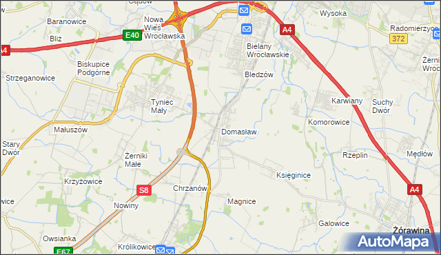 mapa Domasław, Domasław na mapie Targeo