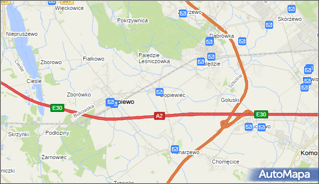 mapa Dopiewiec, Dopiewiec na mapie Targeo