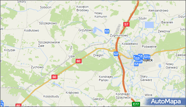mapa Dreglin, Dreglin na mapie Targeo