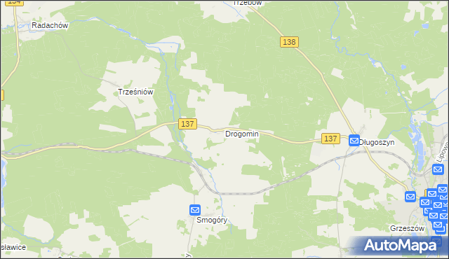 mapa Drogomin gmina Sulęcin, Drogomin gmina Sulęcin na mapie Targeo