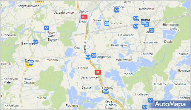 mapa Drogomyśl, Drogomyśl na mapie Targeo