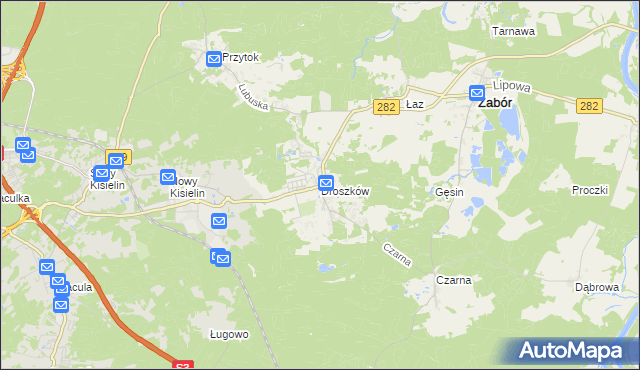 mapa Droszków gmina Zabór, Droszków gmina Zabór na mapie Targeo