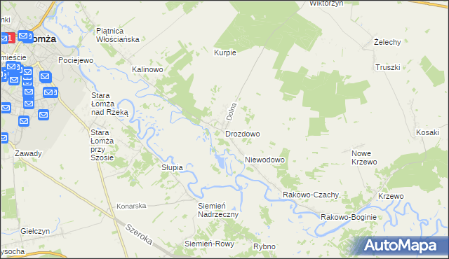 mapa Drozdowo gmina Piątnica, Drozdowo gmina Piątnica na mapie Targeo