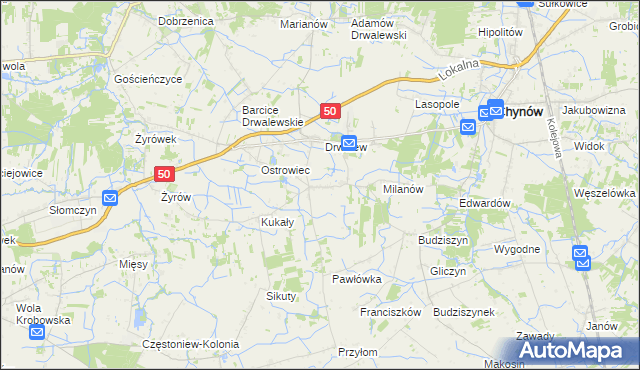 mapa Drwalewice gmina Chynów, Drwalewice gmina Chynów na mapie Targeo