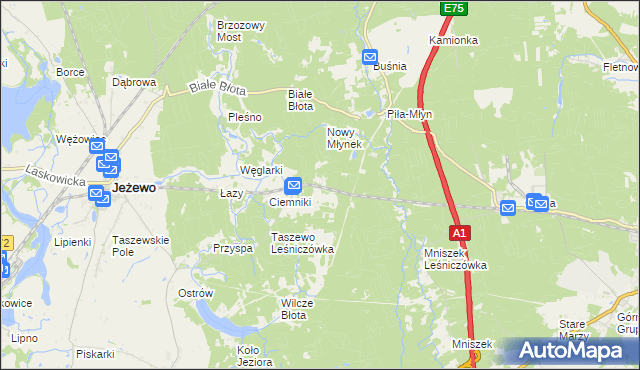 mapa Dubielno gmina Jeżewo, Dubielno gmina Jeżewo na mapie Targeo