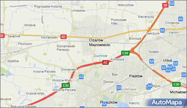mapa Duchnice, Duchnice na mapie Targeo