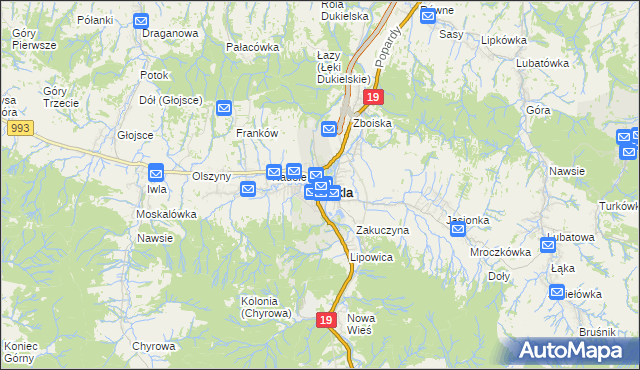 mapa Dukla, Dukla na mapie Targeo