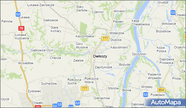 mapa Dwikozy, Dwikozy na mapie Targeo