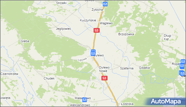 mapa Dylewo gmina Kadzidło, Dylewo gmina Kadzidło na mapie Targeo