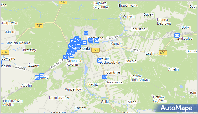 mapa Działki Suskowolskie, Działki Suskowolskie na mapie Targeo