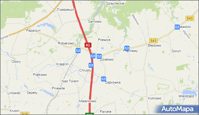 mapa Działowo, Działowo na mapie Targeo