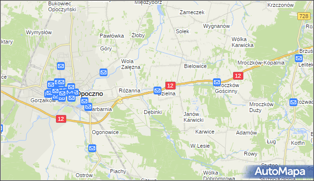 mapa Dzielna gmina Opoczno, Dzielna gmina Opoczno na mapie Targeo