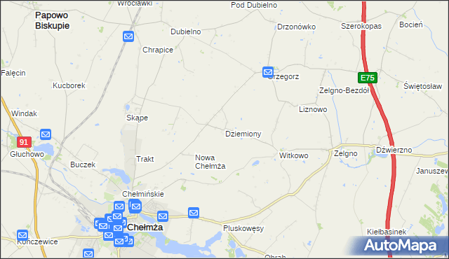 mapa Dziemiony, Dziemiony na mapie Targeo