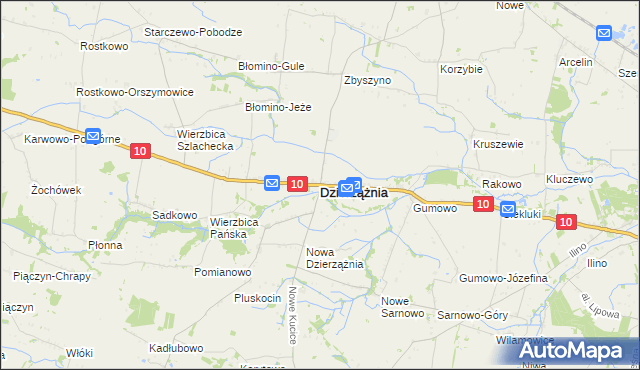 mapa Dzierzążnia, Dzierzążnia na mapie Targeo