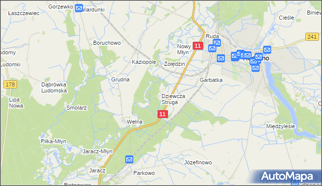 mapa Dziewcza Struga, Dziewcza Struga na mapie Targeo