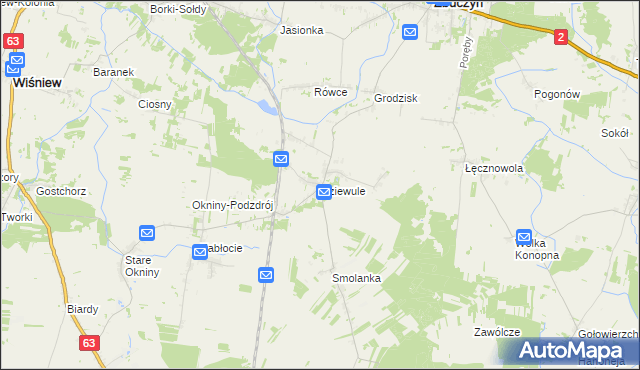 mapa Dziewule, Dziewule na mapie Targeo