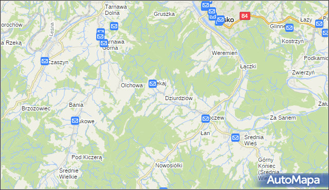mapa Dziurdziów, Dziurdziów na mapie Targeo