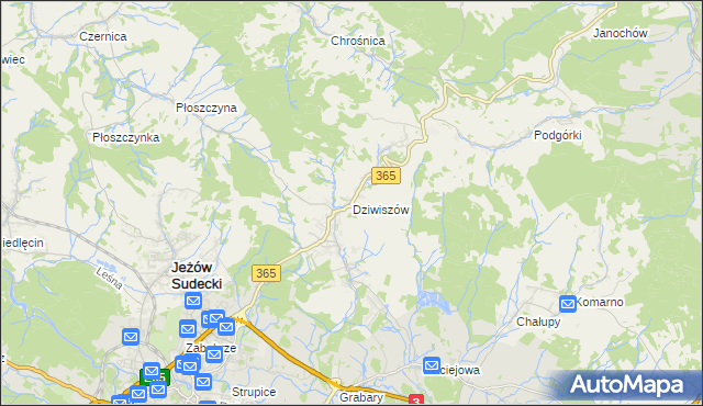 mapa Dziwiszów, Dziwiszów na mapie Targeo