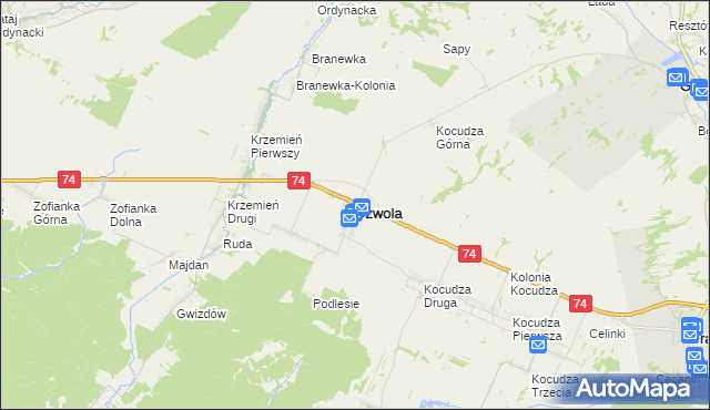 mapa Dzwola, Dzwola na mapie Targeo