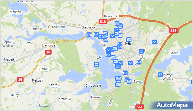 mapa Ełk powiat ełcki, Ełk powiat ełcki na mapie Targeo